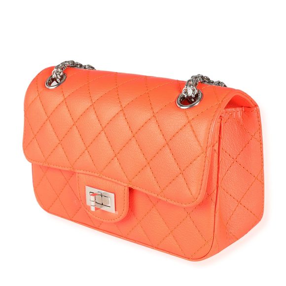 Neon Orange Quilted Chevre Leather Reissue 224 - Picture 2 of 8